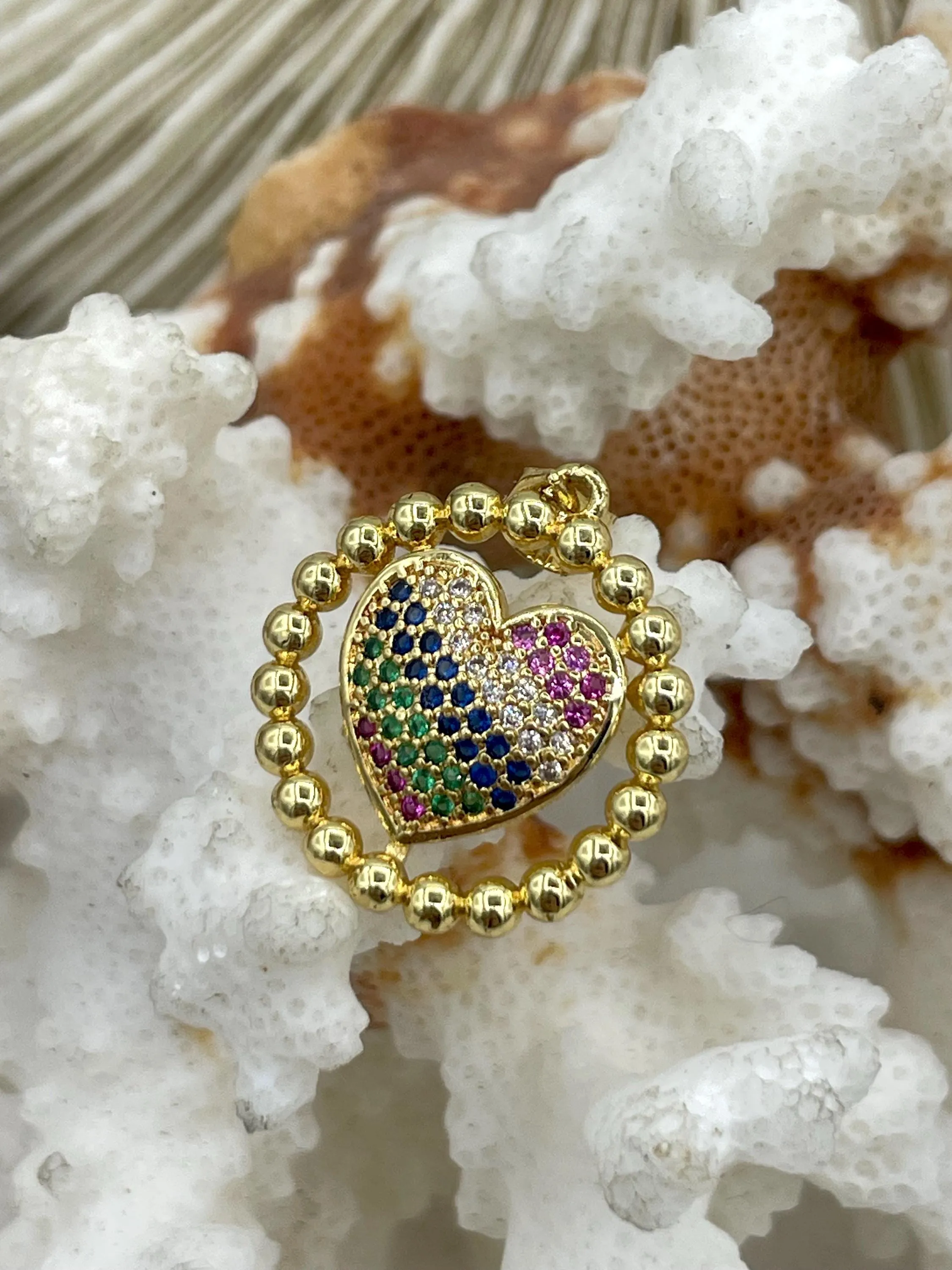 Micro Pave Colorful CZ Charms, Colorful CZ Micro Pave Charms, 3 Styles, Heart, Cross, and Bird,Gold Plated Brass, Colorful CZ, Fast Shipping