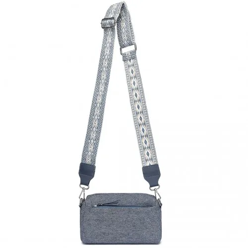 Miss Lulu Ethnic Jacquard Strap Water-Resistant Blue Crossbody Bag - Chic & Functional Everyday Accessory