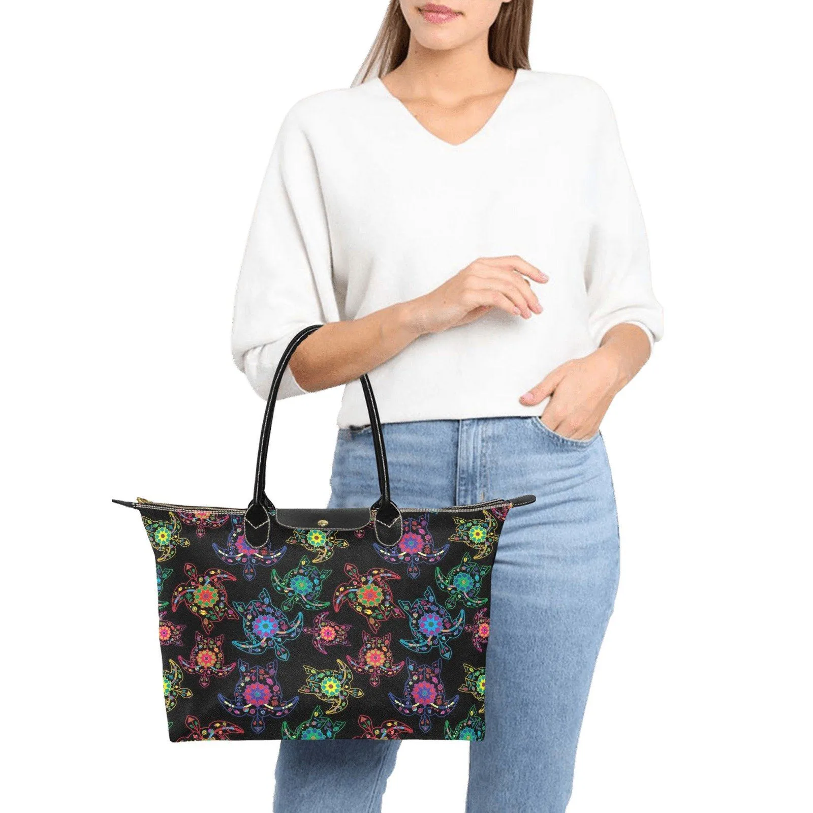 Neon Floral Turtle Single-Shoulder Lady Handbag