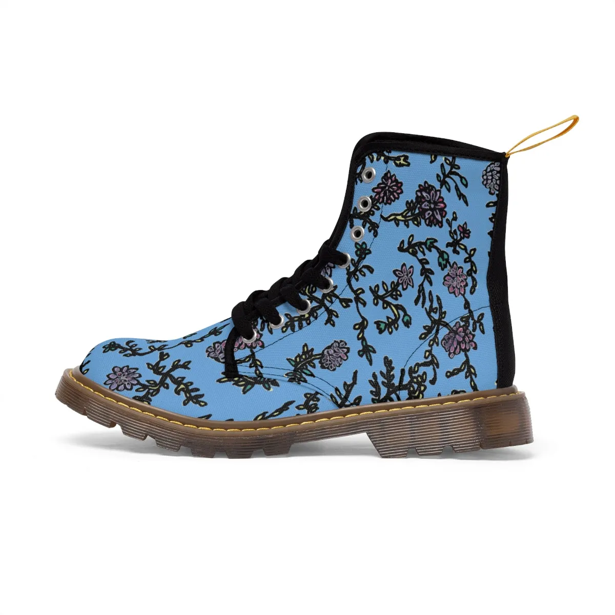 Pastel Blue Floral Women's Boots, Purple Floral Women's Boots, Best Winter Boots For Women (US Size 6.5-11)