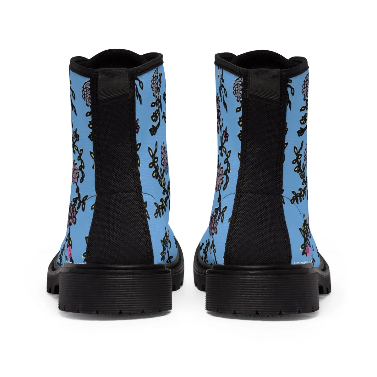 Pastel Blue Floral Women's Boots, Purple Floral Women's Boots, Best Winter Boots For Women (US Size 6.5-11)