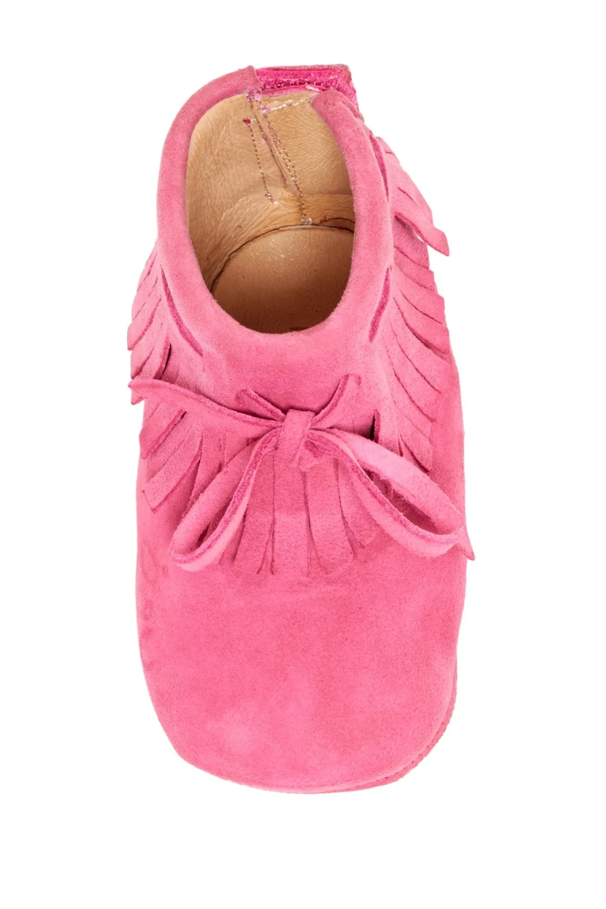 Pink Suede Fringe Moccasins