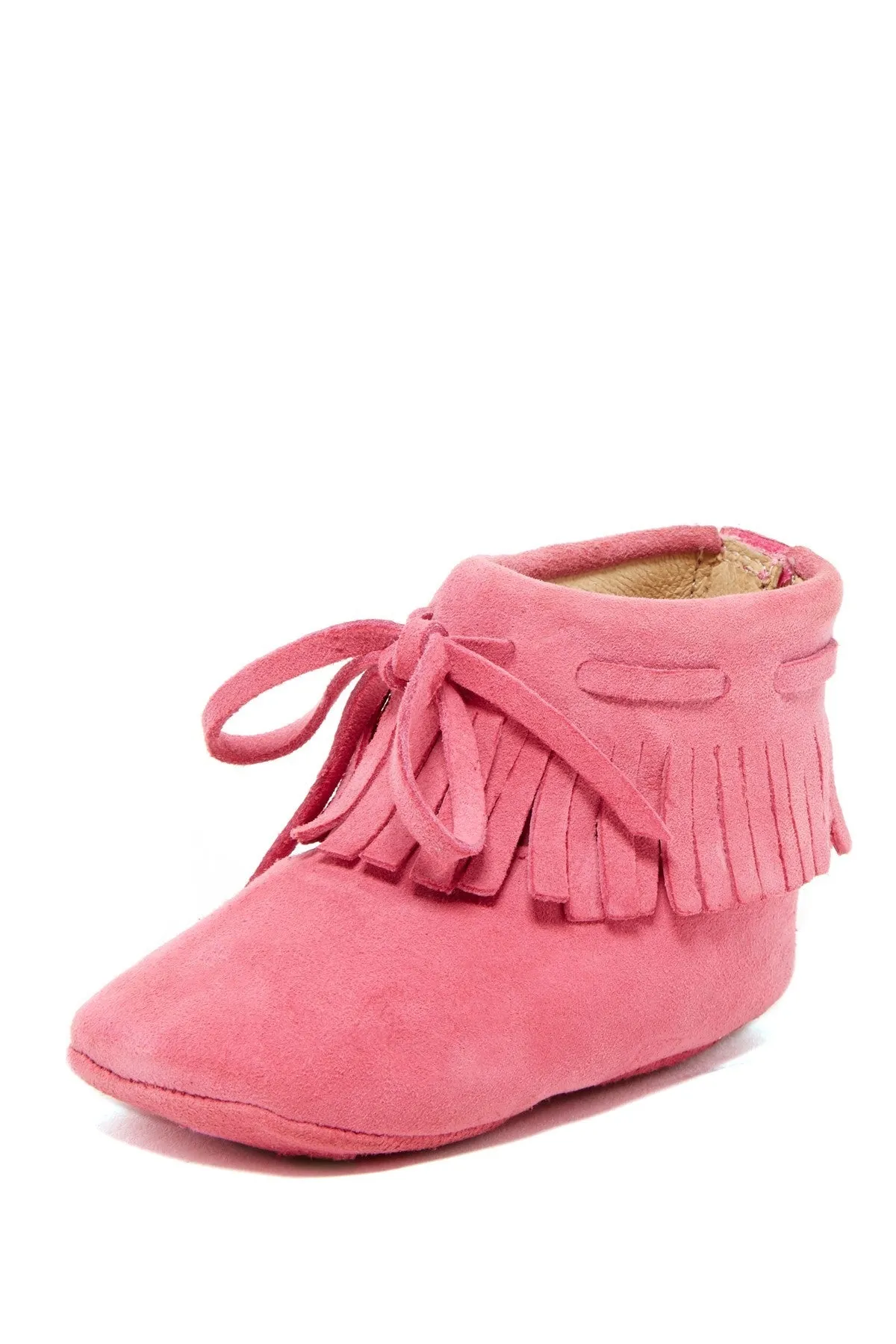 Pink Suede Fringe Moccasins