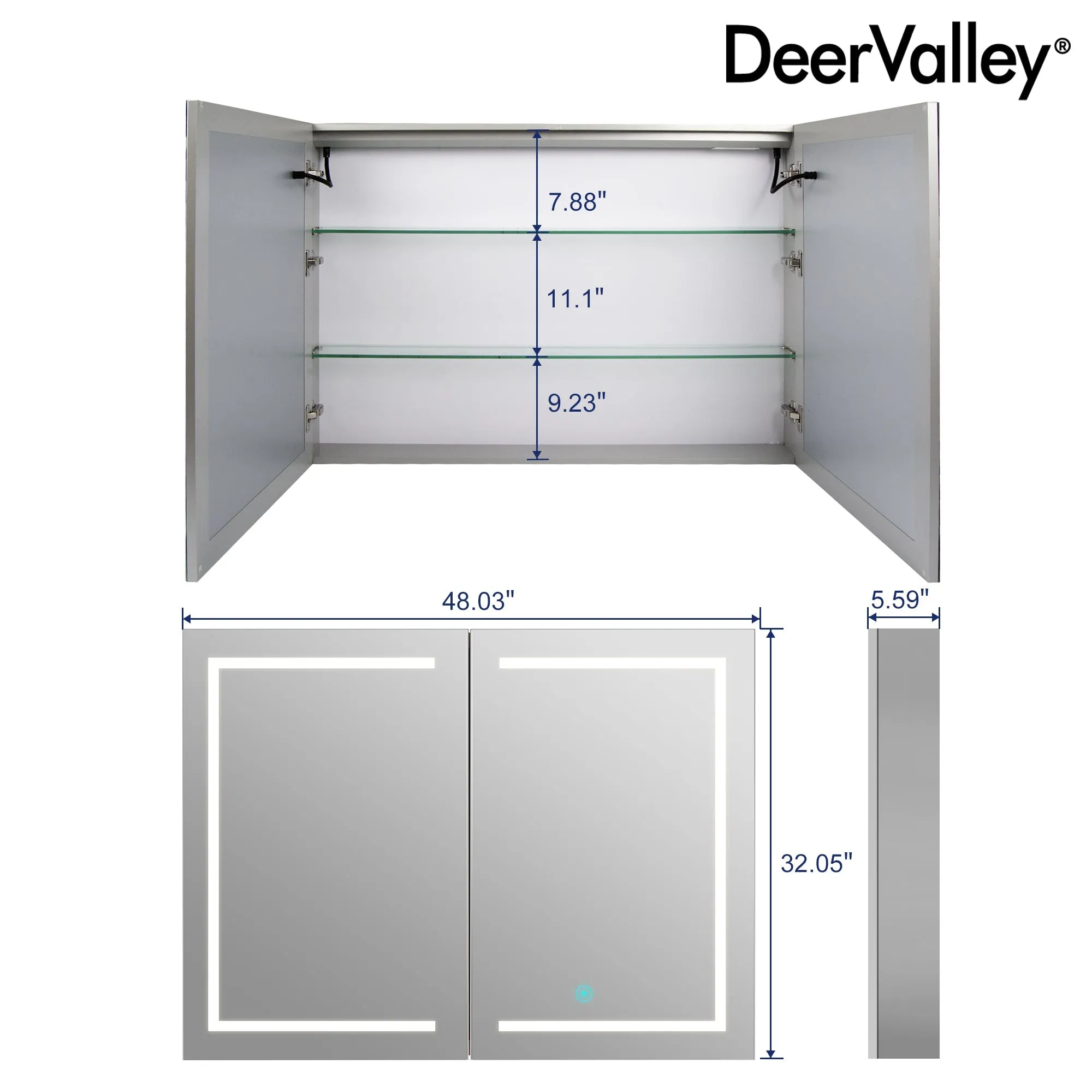 Rectangular Bathroom Vanity Mirrors, The Three-Colored Light