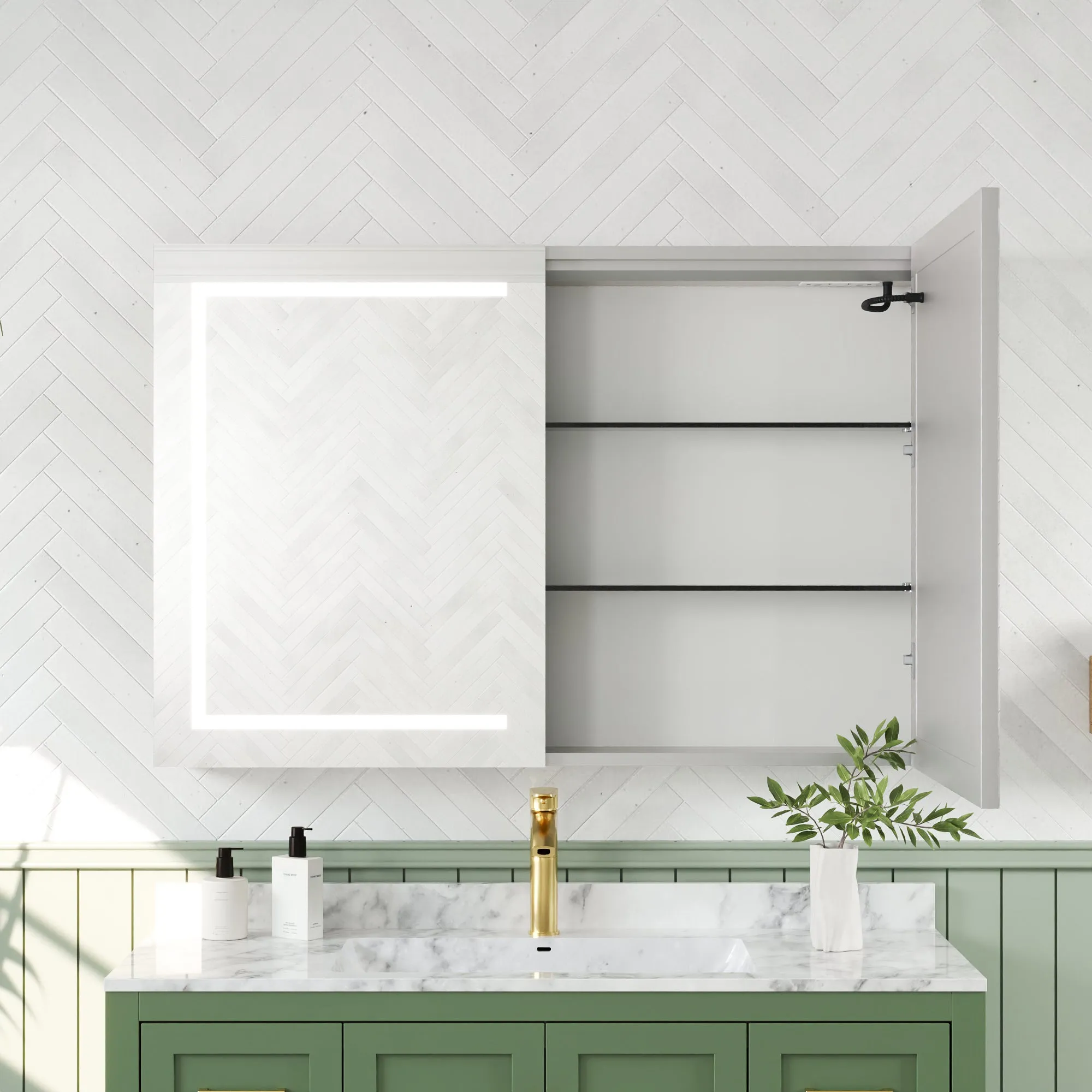 Rectangular Bathroom Vanity Mirrors, The Three-Colored Light