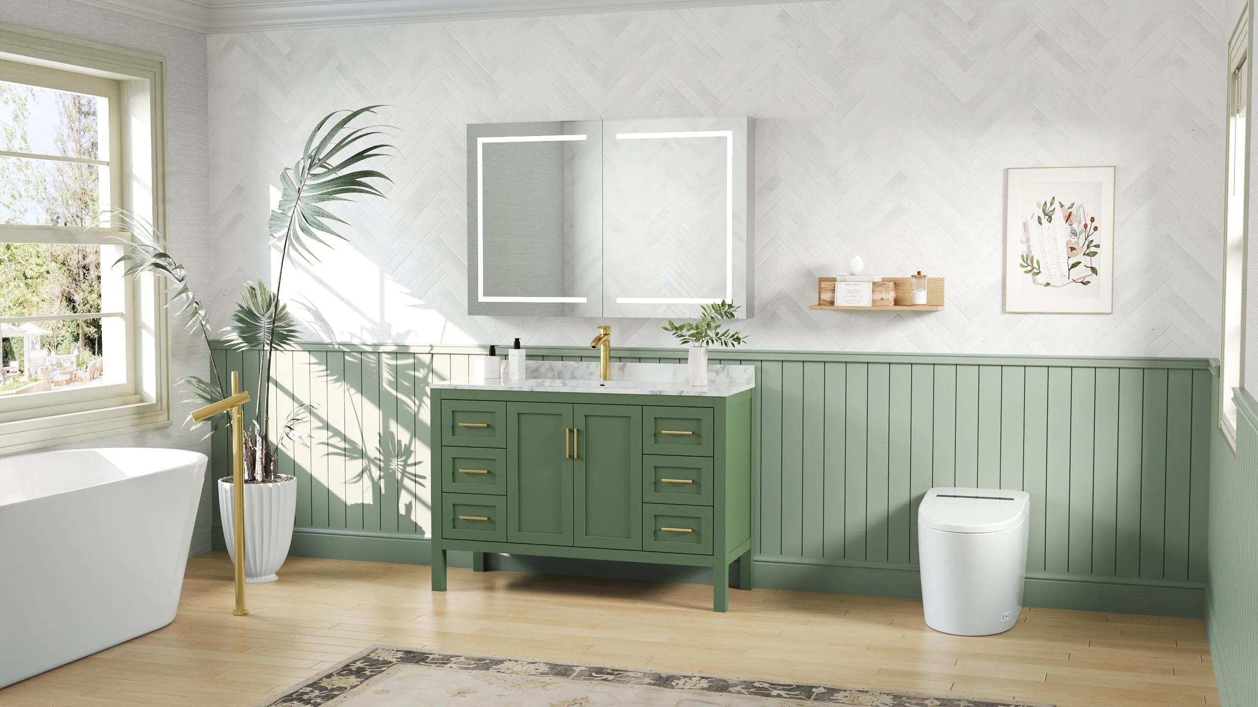 Rectangular Bathroom Vanity Mirrors, The Three-Colored Light