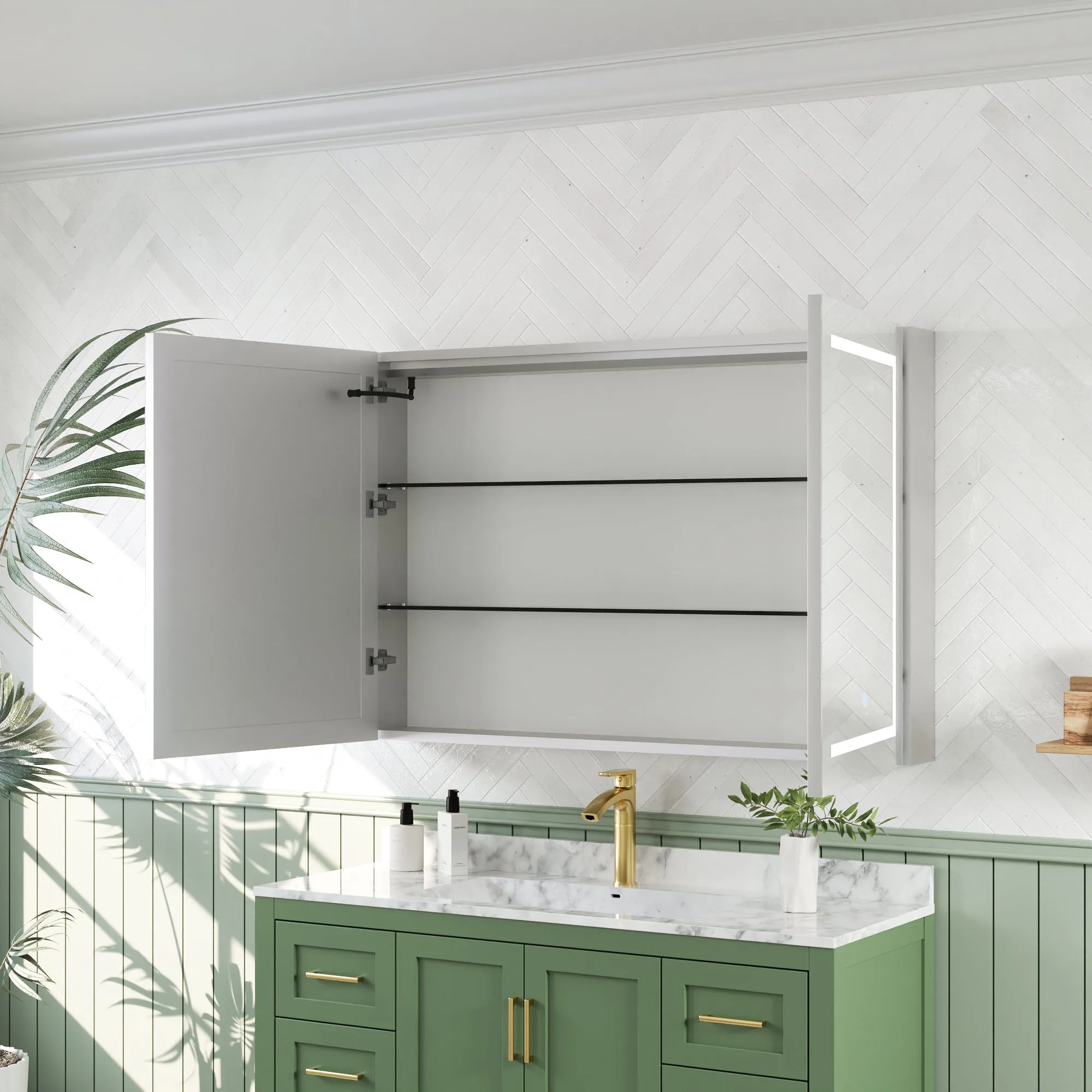 Rectangular Bathroom Vanity Mirrors, The Three-Colored Light