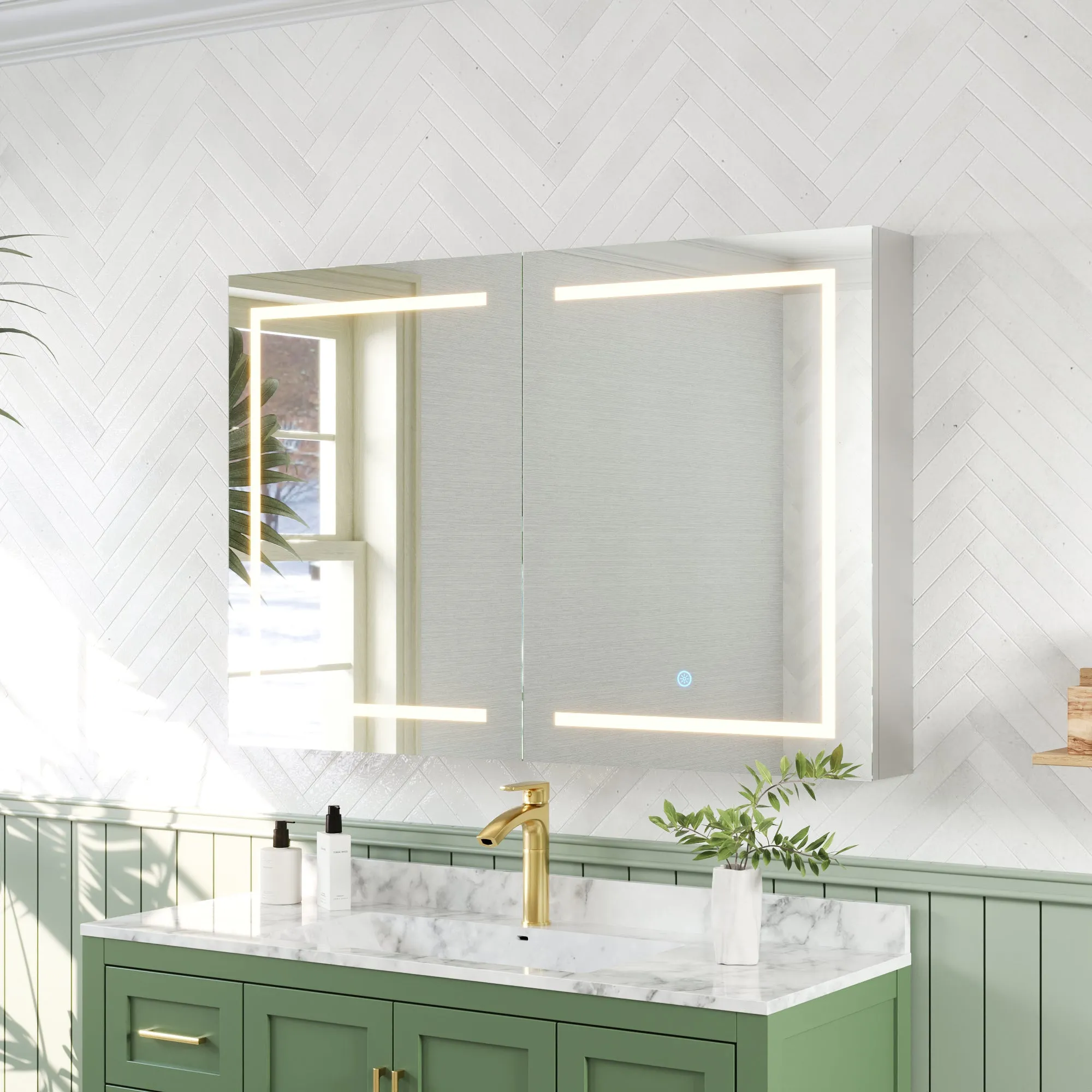 Rectangular Bathroom Vanity Mirrors, The Three-Colored Light