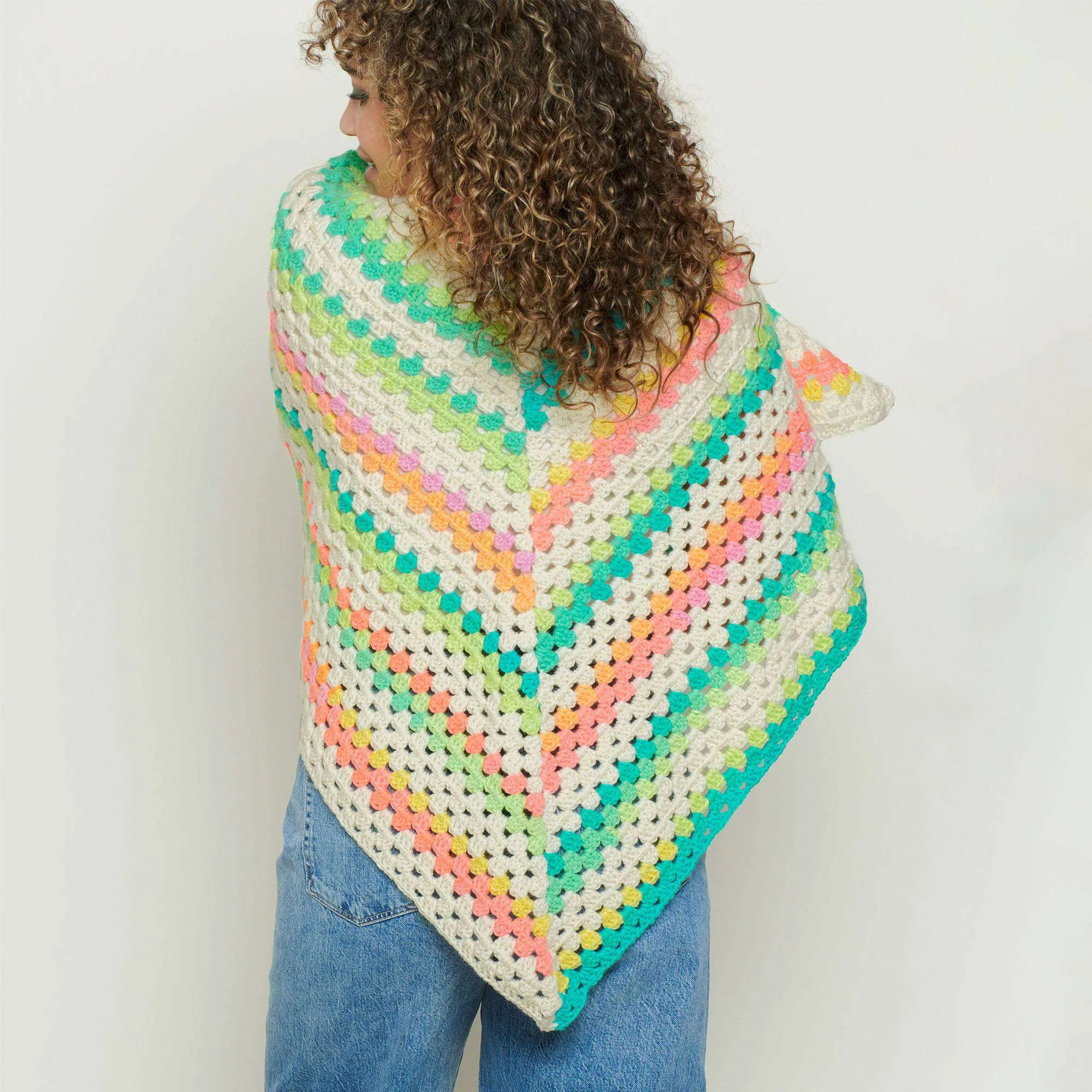 Red Heart Staggered Stripes Crochet Shawl