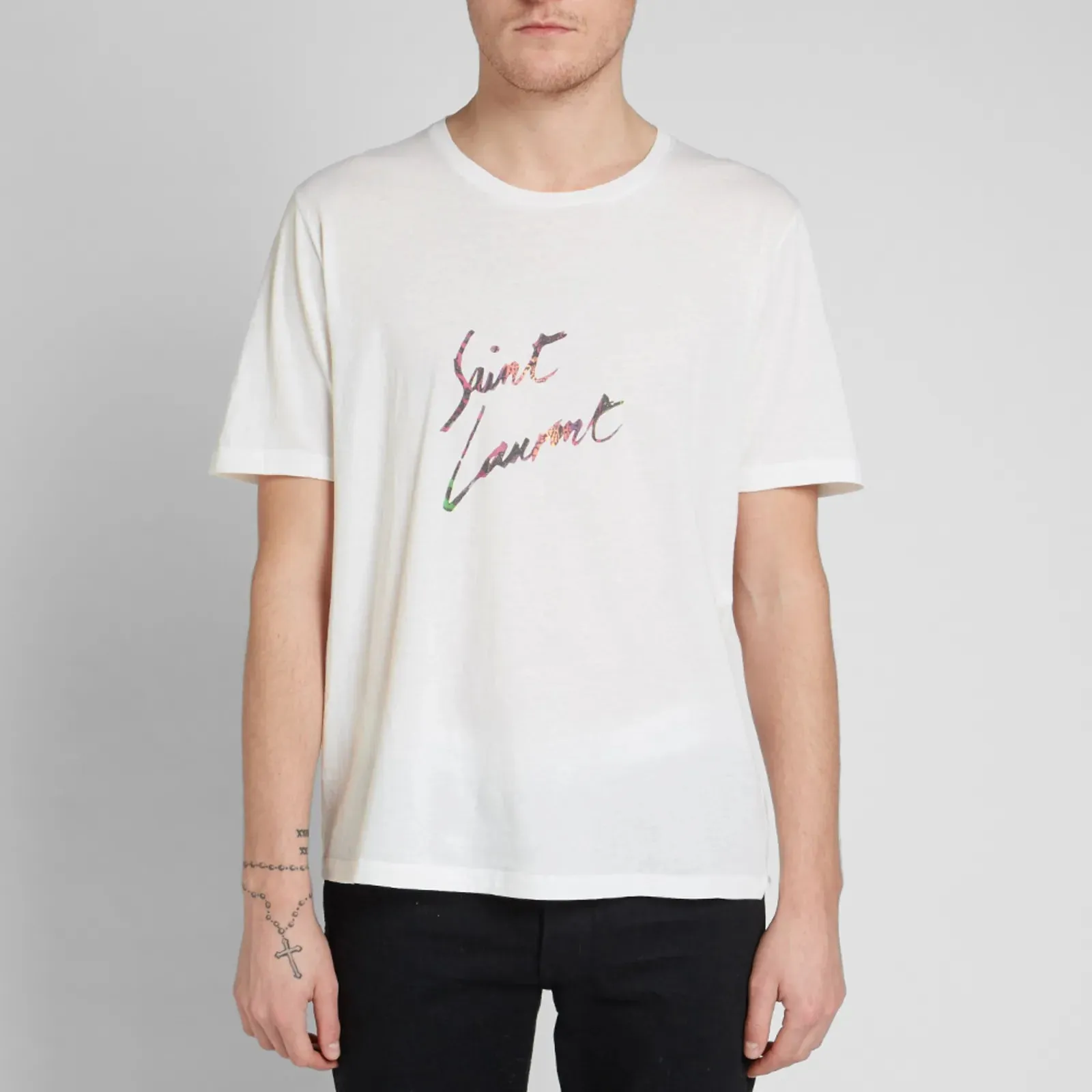 SAINT LAURENT SIGNATURE TEE - WHITE