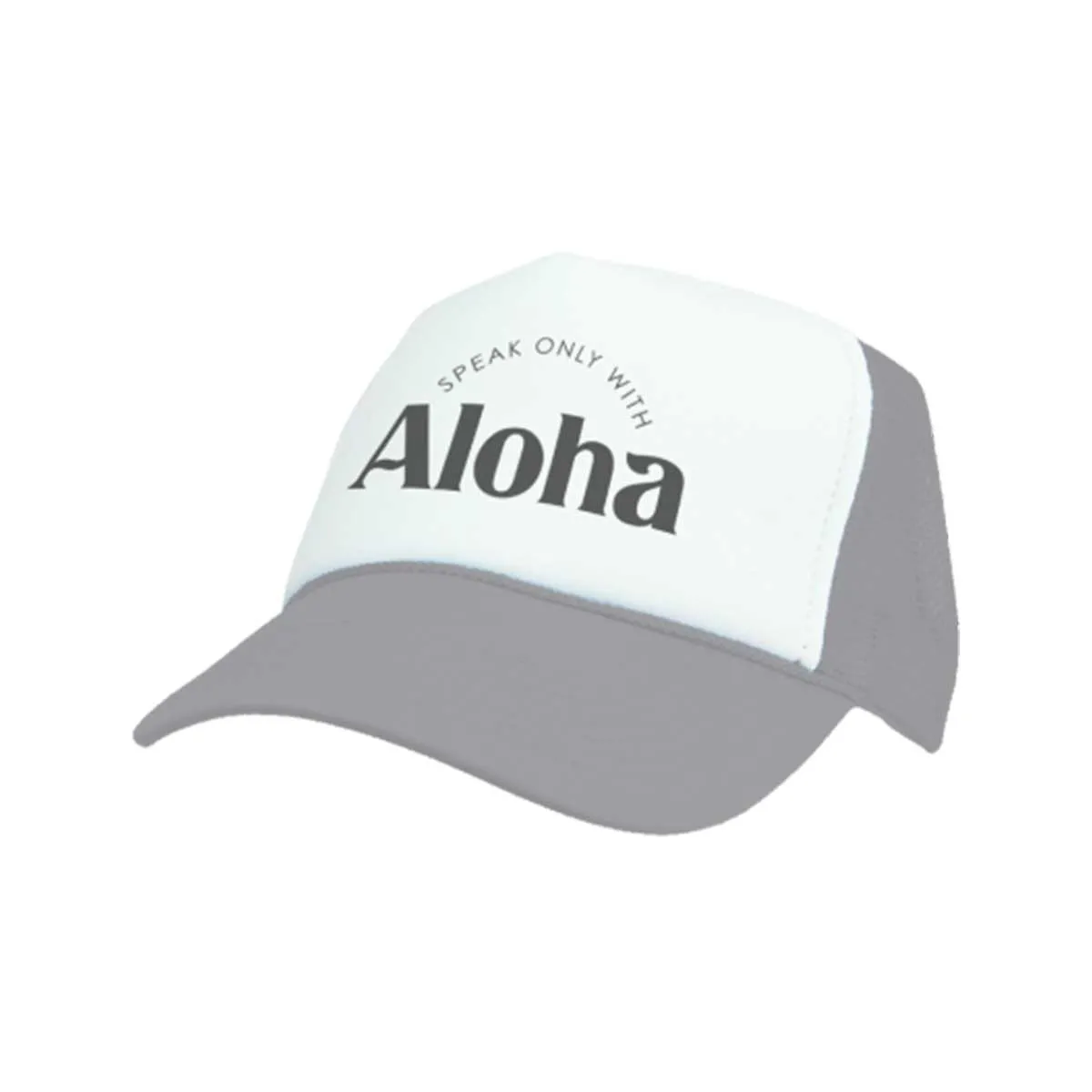 Speak Only with Aloha Gray Keiki Trucker Hat