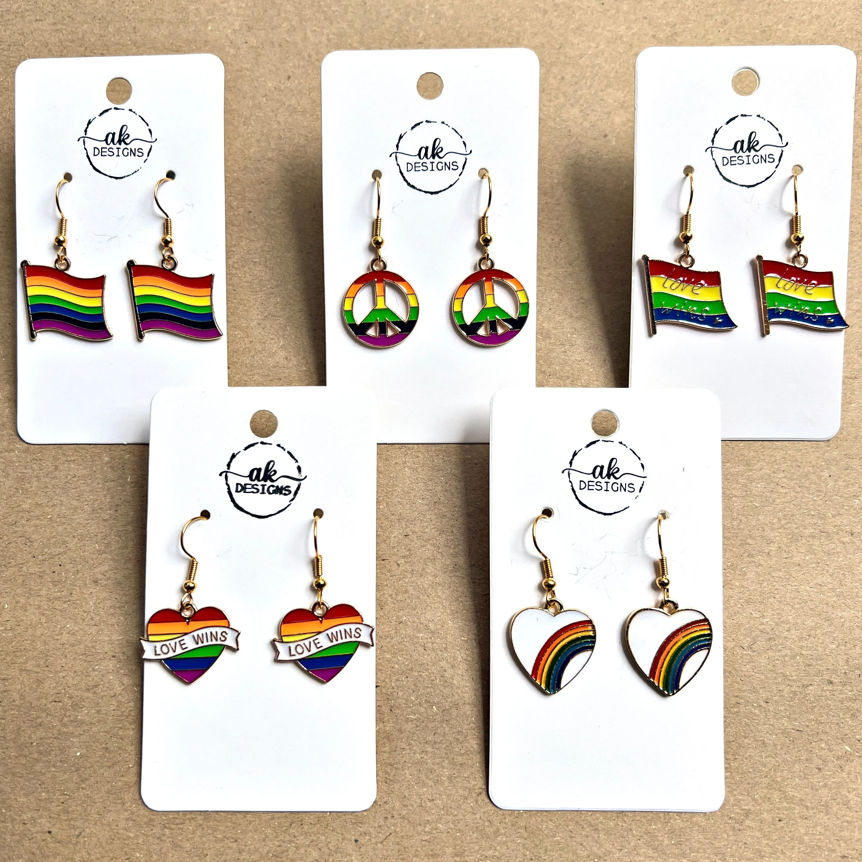 Stylish Goldtone Enamel Rainbow Flag Earrings, Perfect for Pride Month LGBTQ  Jewelry - Clearance