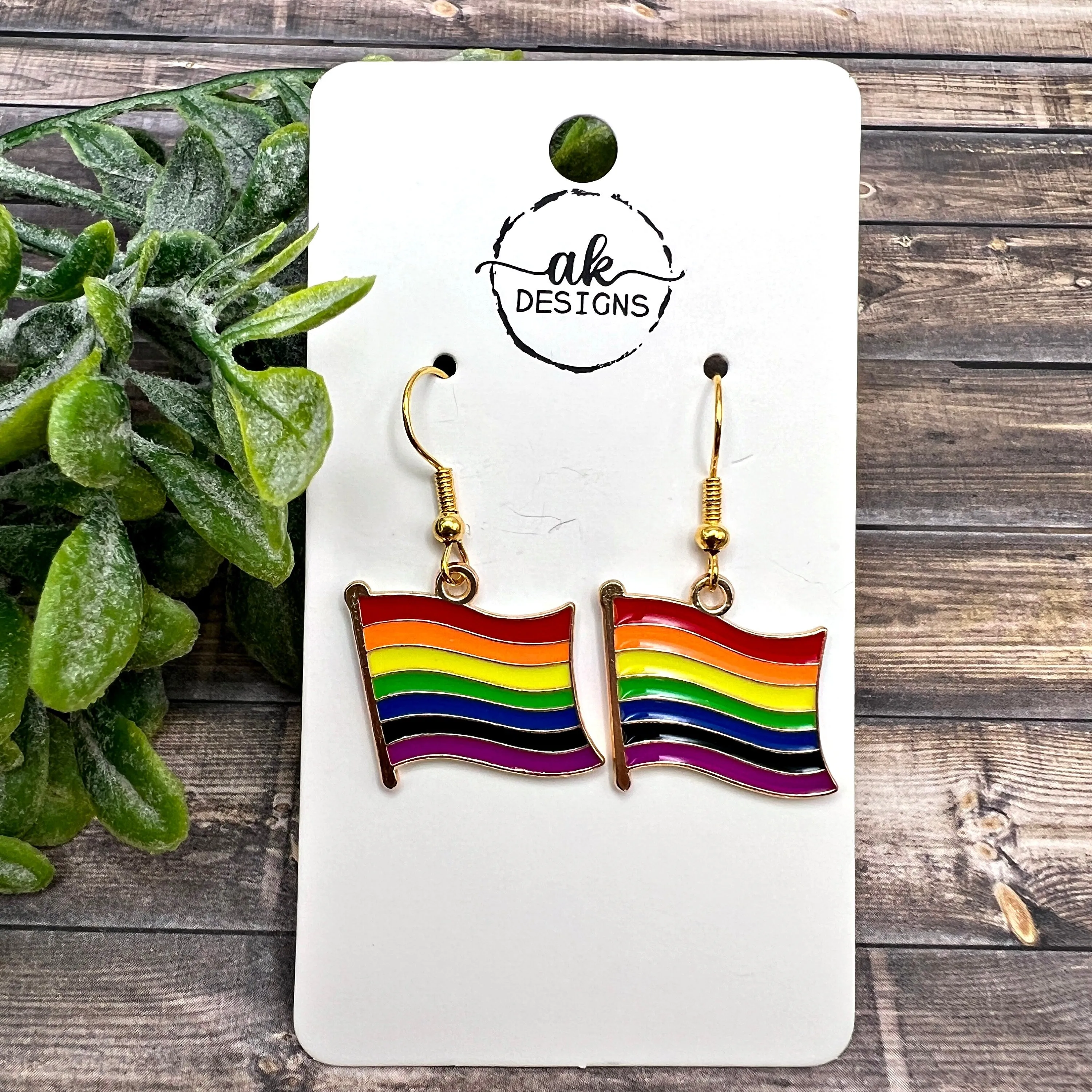 Stylish Goldtone Enamel Rainbow Flag Earrings, Perfect for Pride Month LGBTQ  Jewelry - Clearance