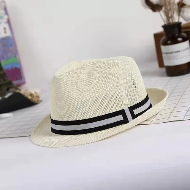 Summer Straw Hollow Breathable Trilby Hat