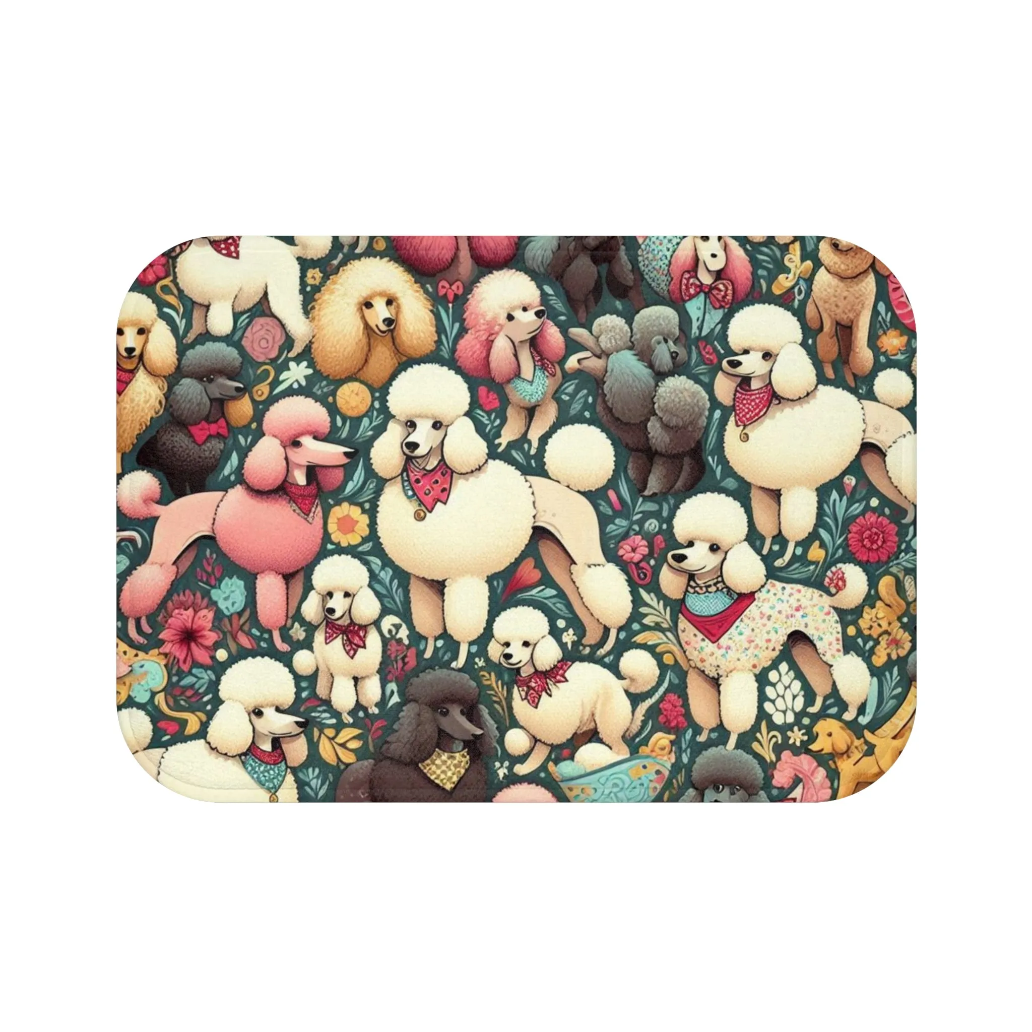 Super Sweet and Whimsical Standard Poodle Pattern - Bath Mat