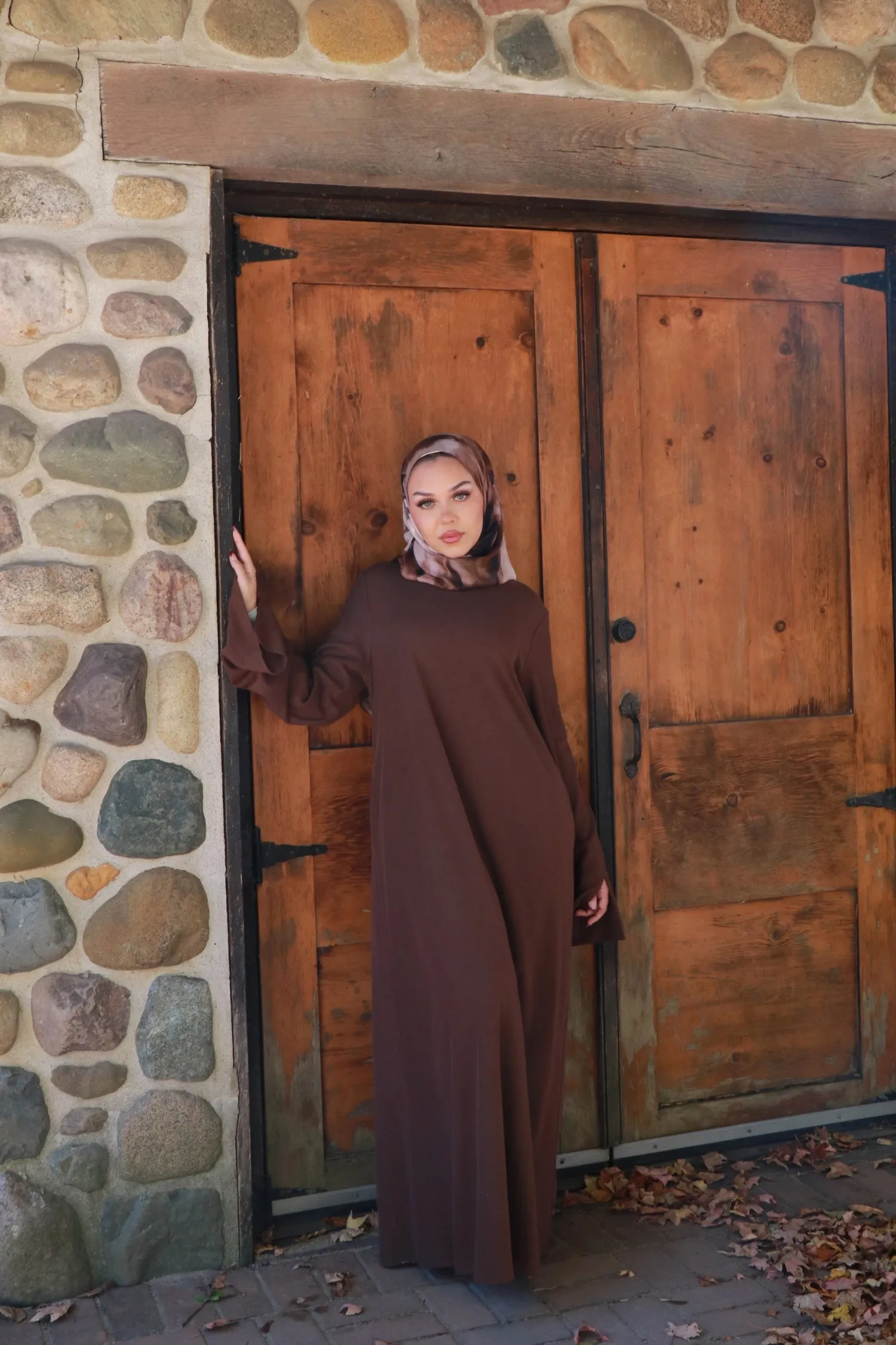 Tala premium Ribbed Knit Abaya- Espresso