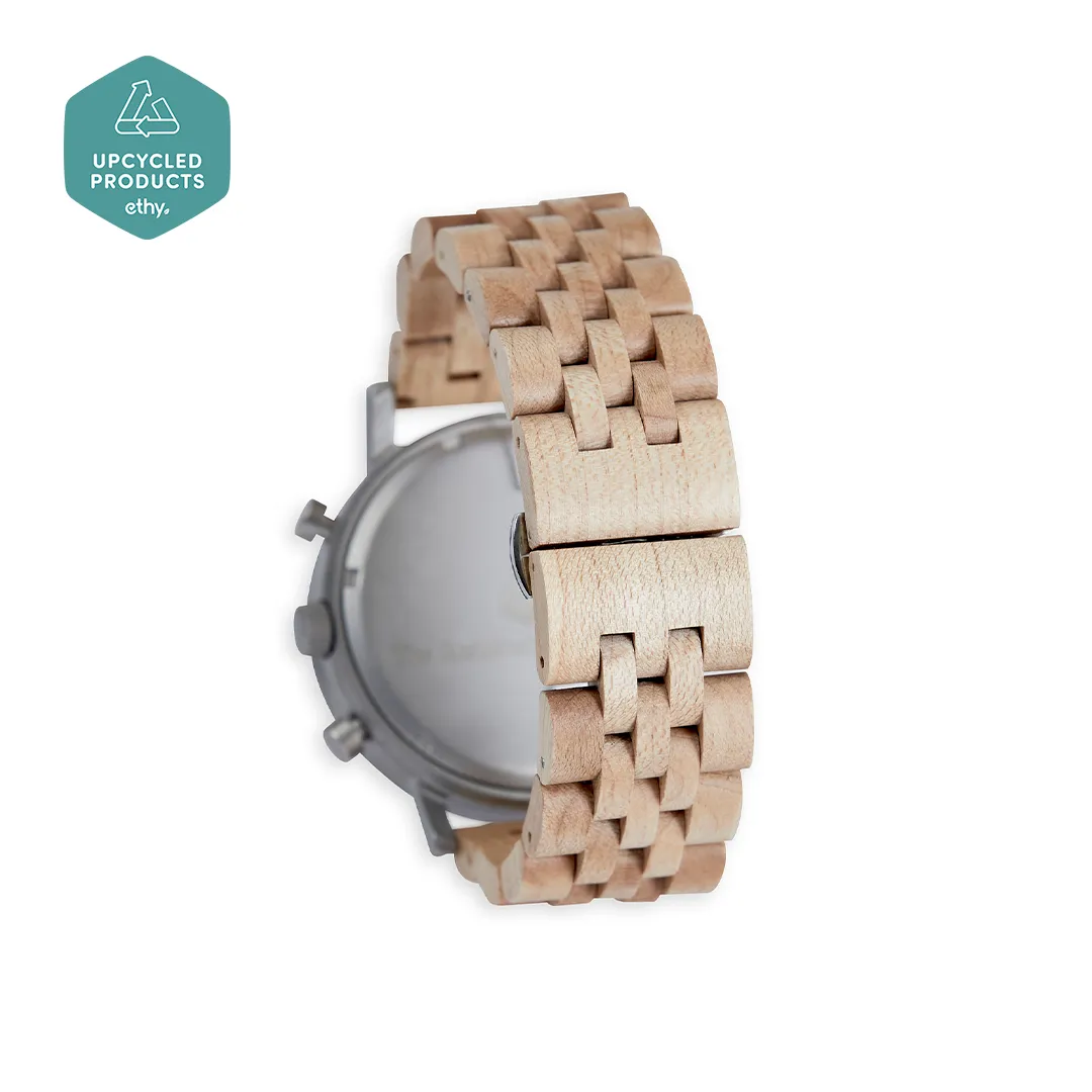 The White Cedar Watch - Eco-Friendly Recycled Maple Wood Chronograph | Handcrafted & Sustainable Timepiece