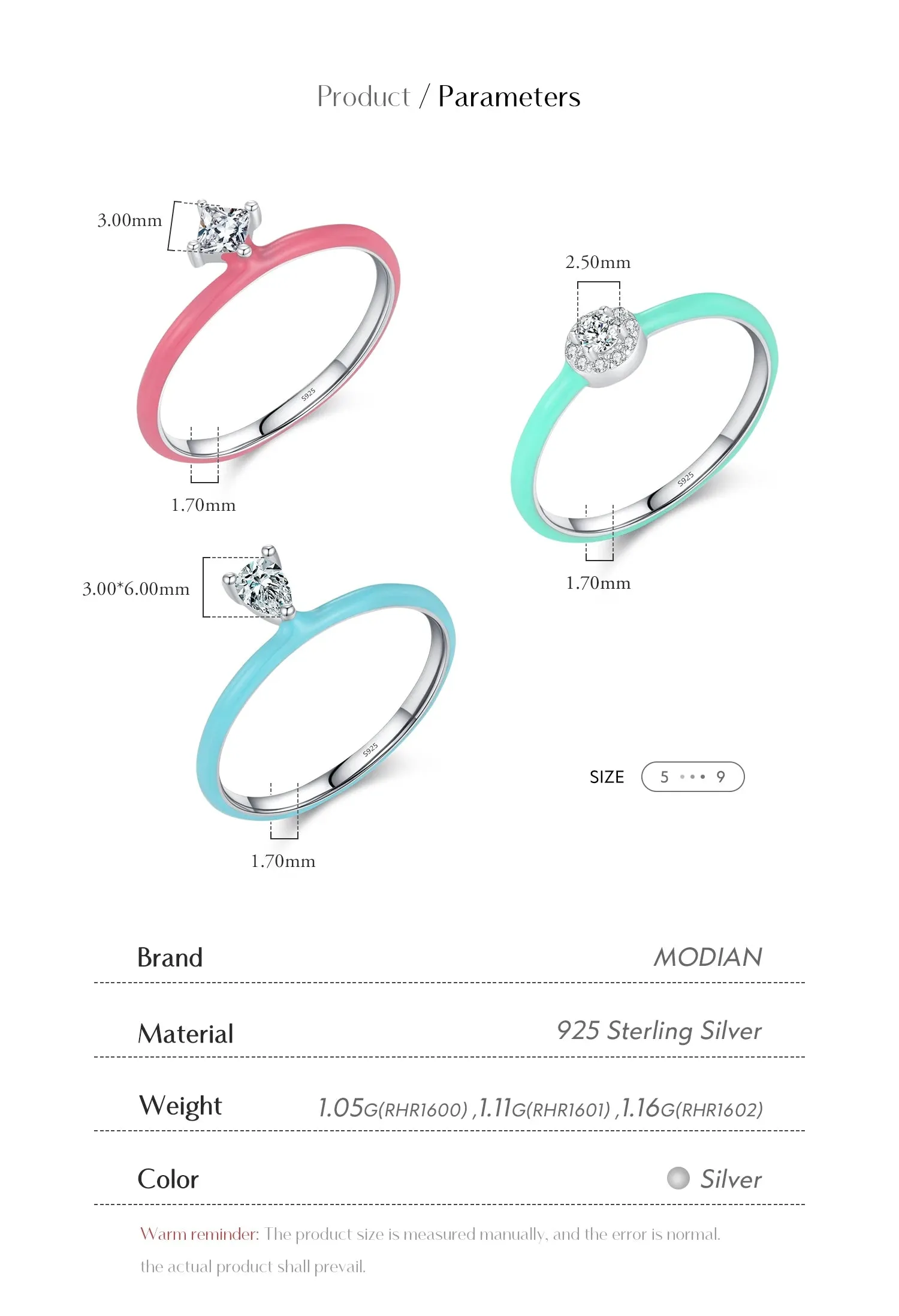 Trendy Colorful Enamel Silver Ring