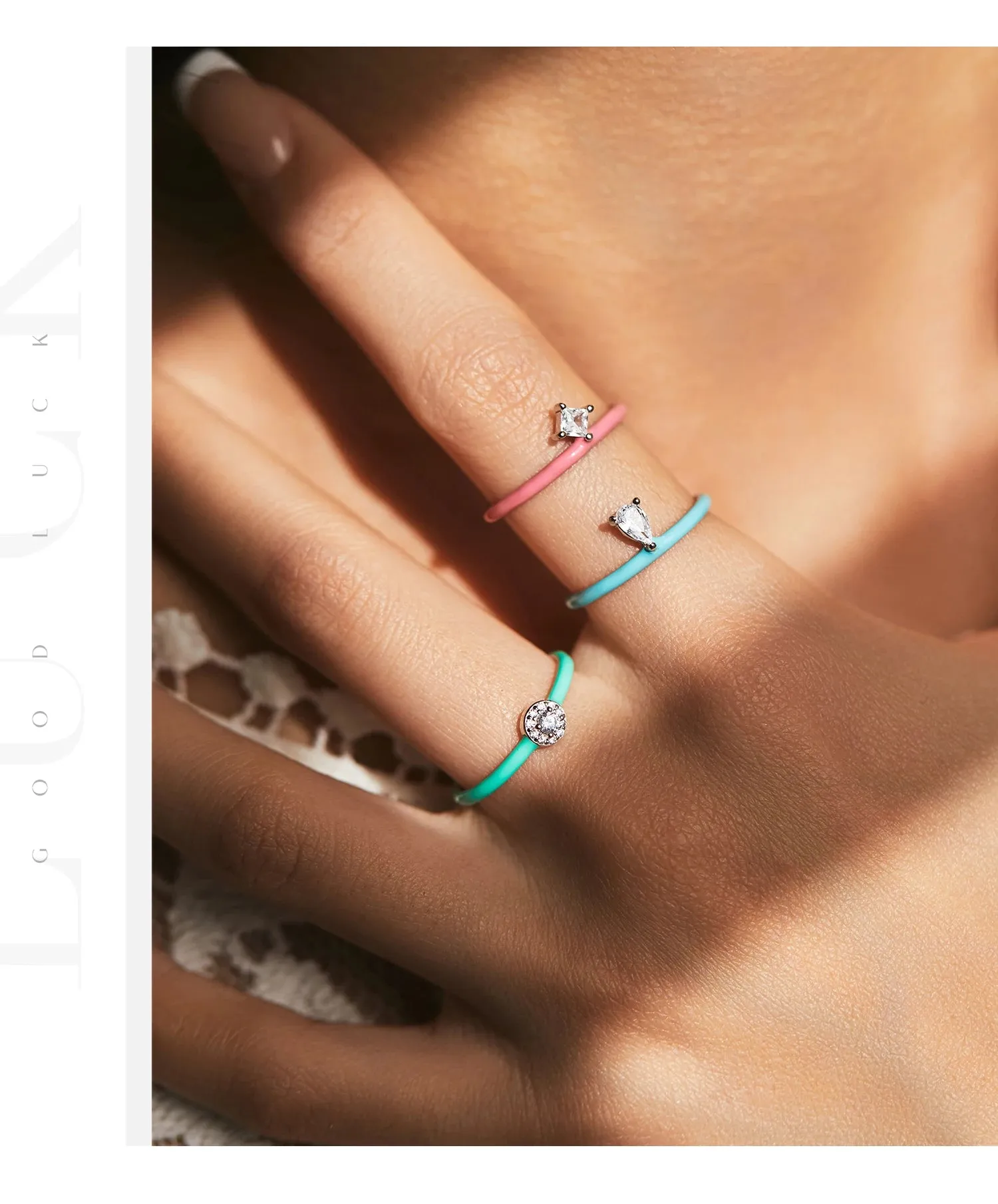 Trendy Colorful Enamel Silver Ring