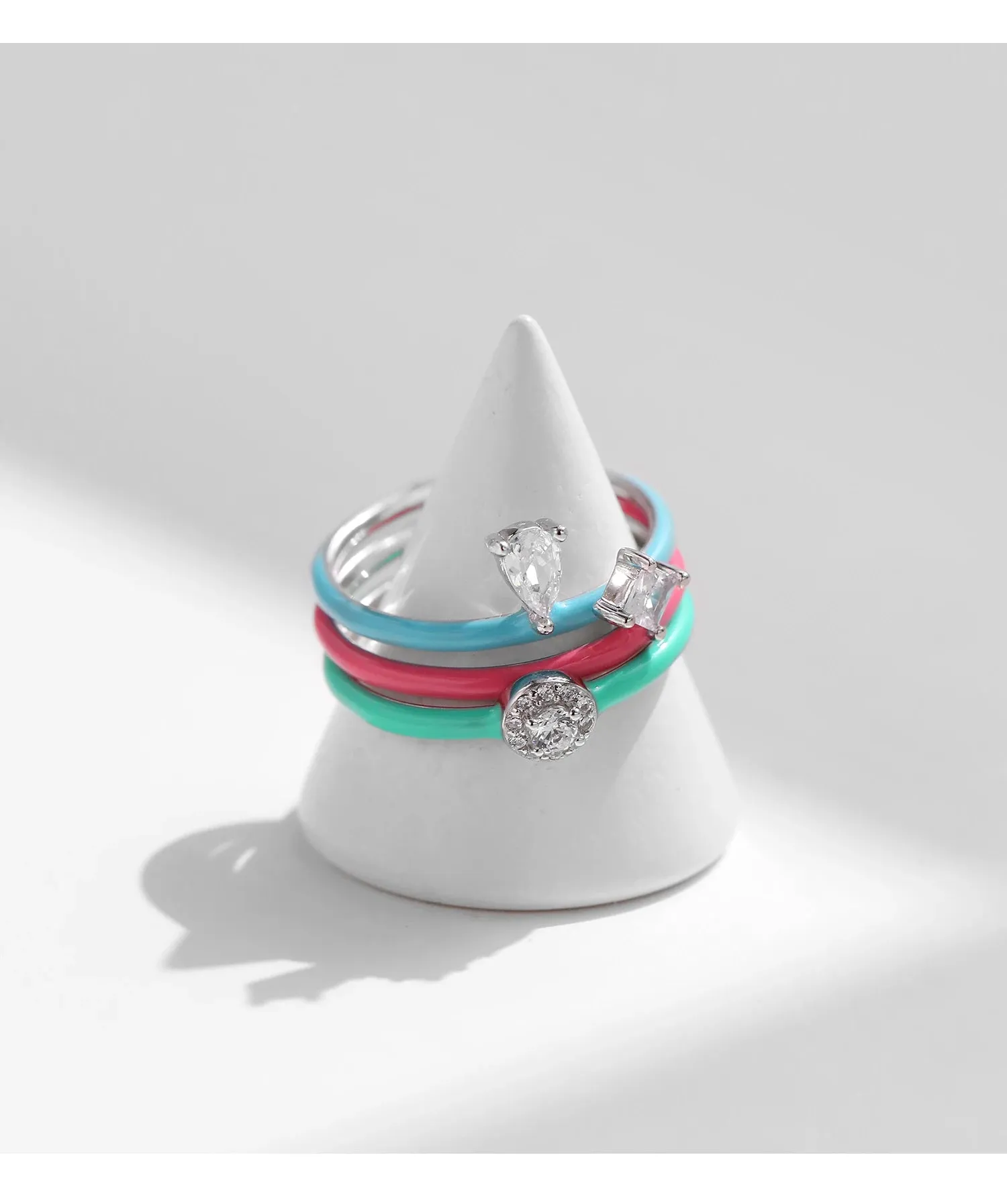 Trendy Colorful Enamel Silver Ring