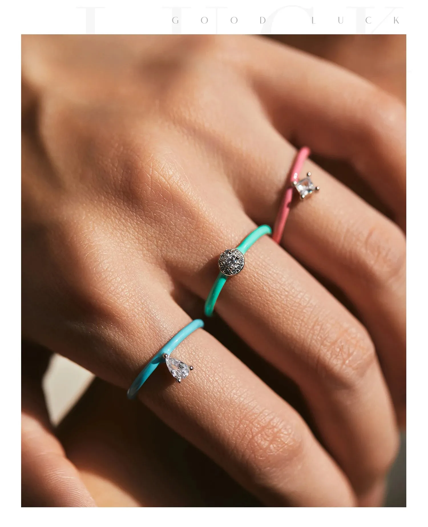 Trendy Colorful Enamel Silver Ring