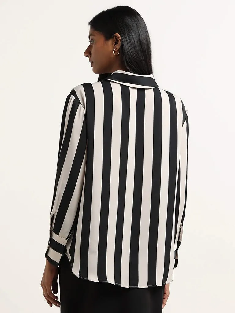 Wardrobe Grey & Black Striped Shirt