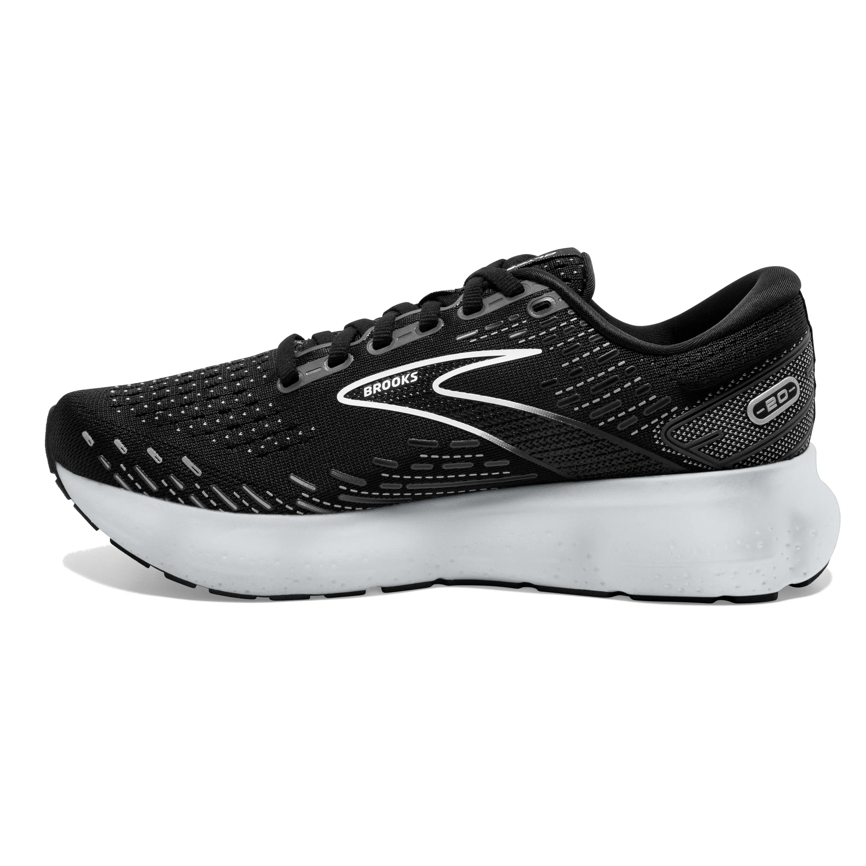 Women's Brooks Glycerin 20 Color: Black/White/Alloy (WIDE WDITH)