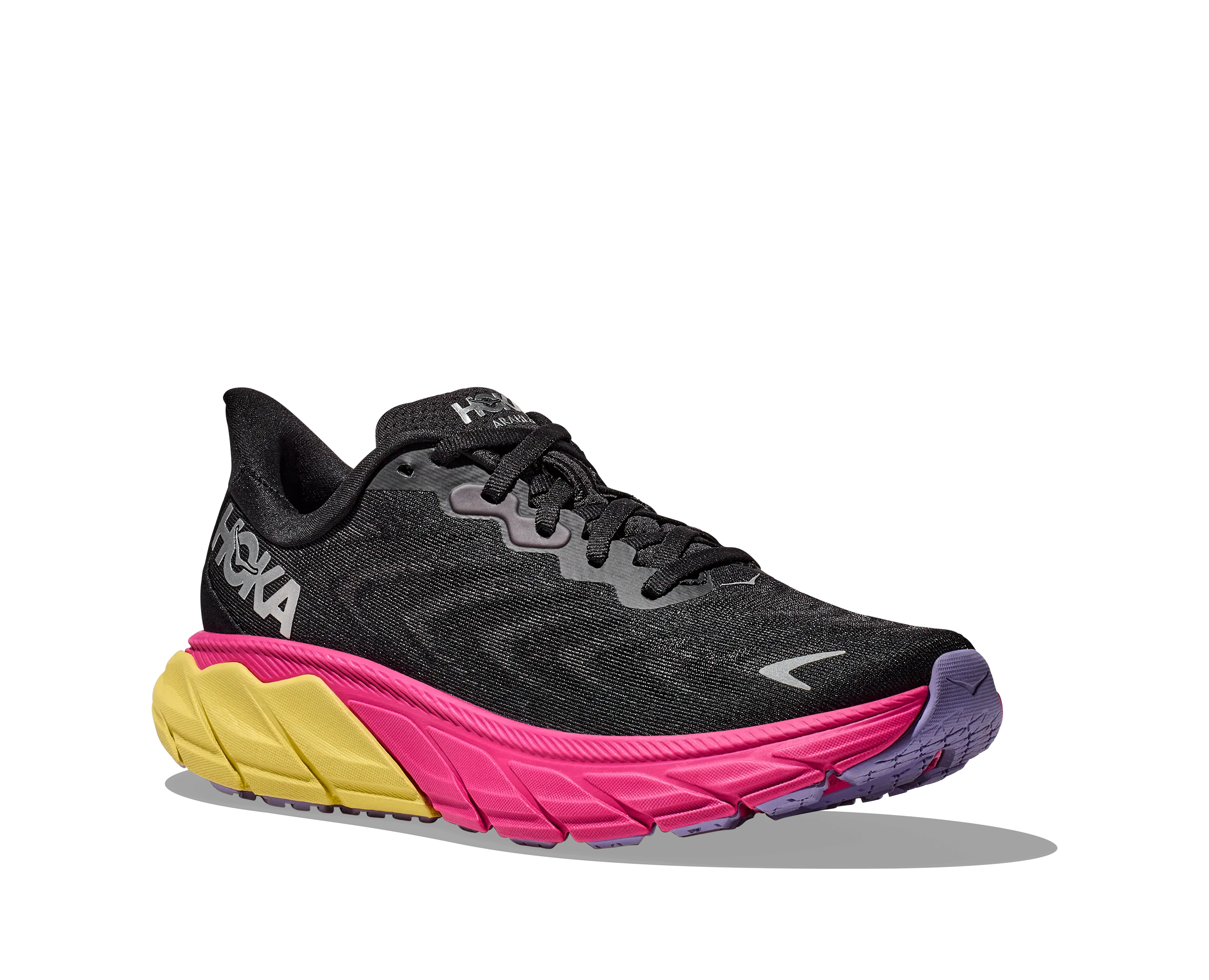 Women's Hoka Arahi 6 Color: Black/Pink Yarrow