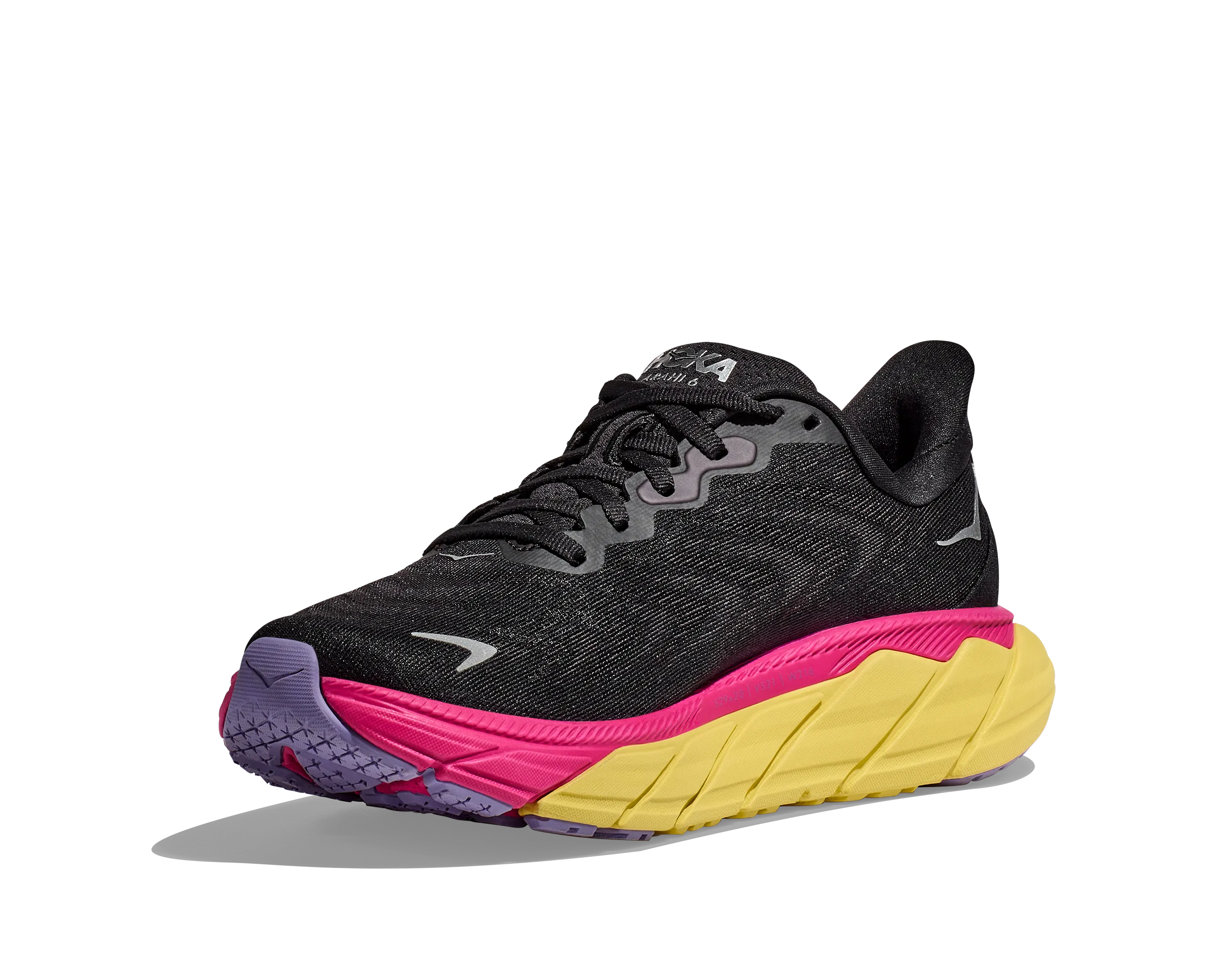 Women's Hoka Arahi 6 Color: Black/Pink Yarrow