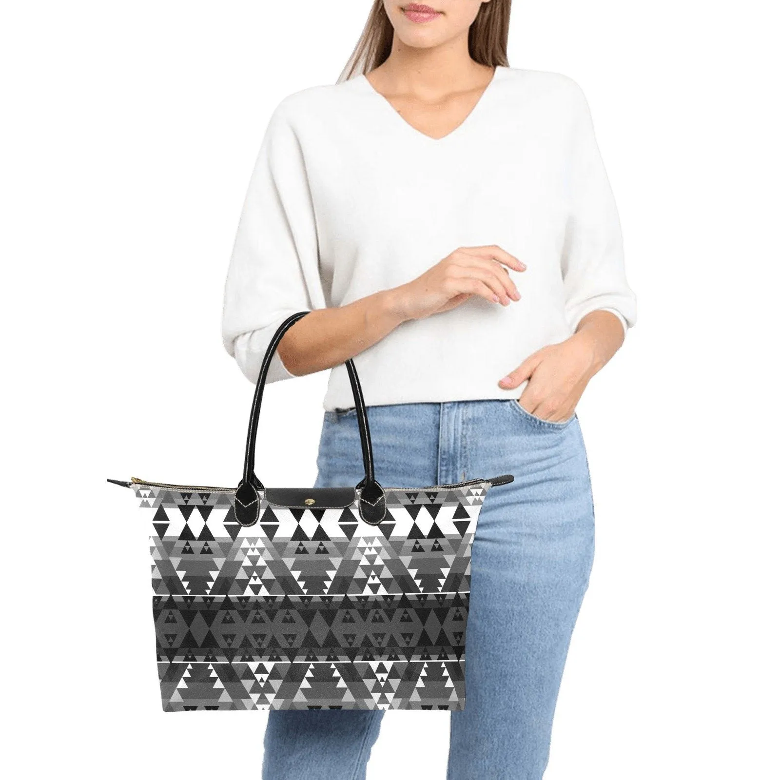 Writing on Stone Black and White Single-Shoulder Lady Handbag