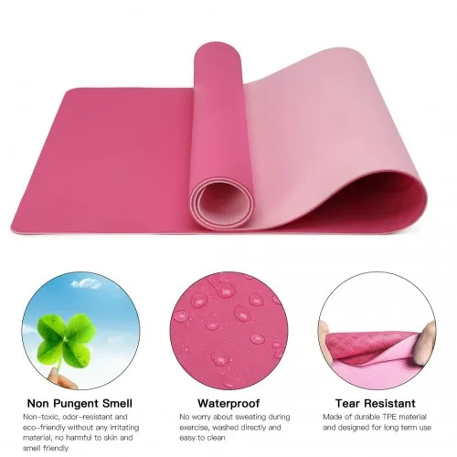 Yoga-1 Kono TPE Non-slip Classic Yoga Mat - Eco-friendly, Durable, and Comfortable, Plum and Pink