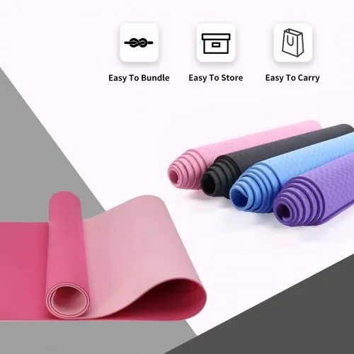 Yoga-1 Kono TPE Non-slip Classic Yoga Mat - Eco-friendly, Durable, and Comfortable, Plum and Pink